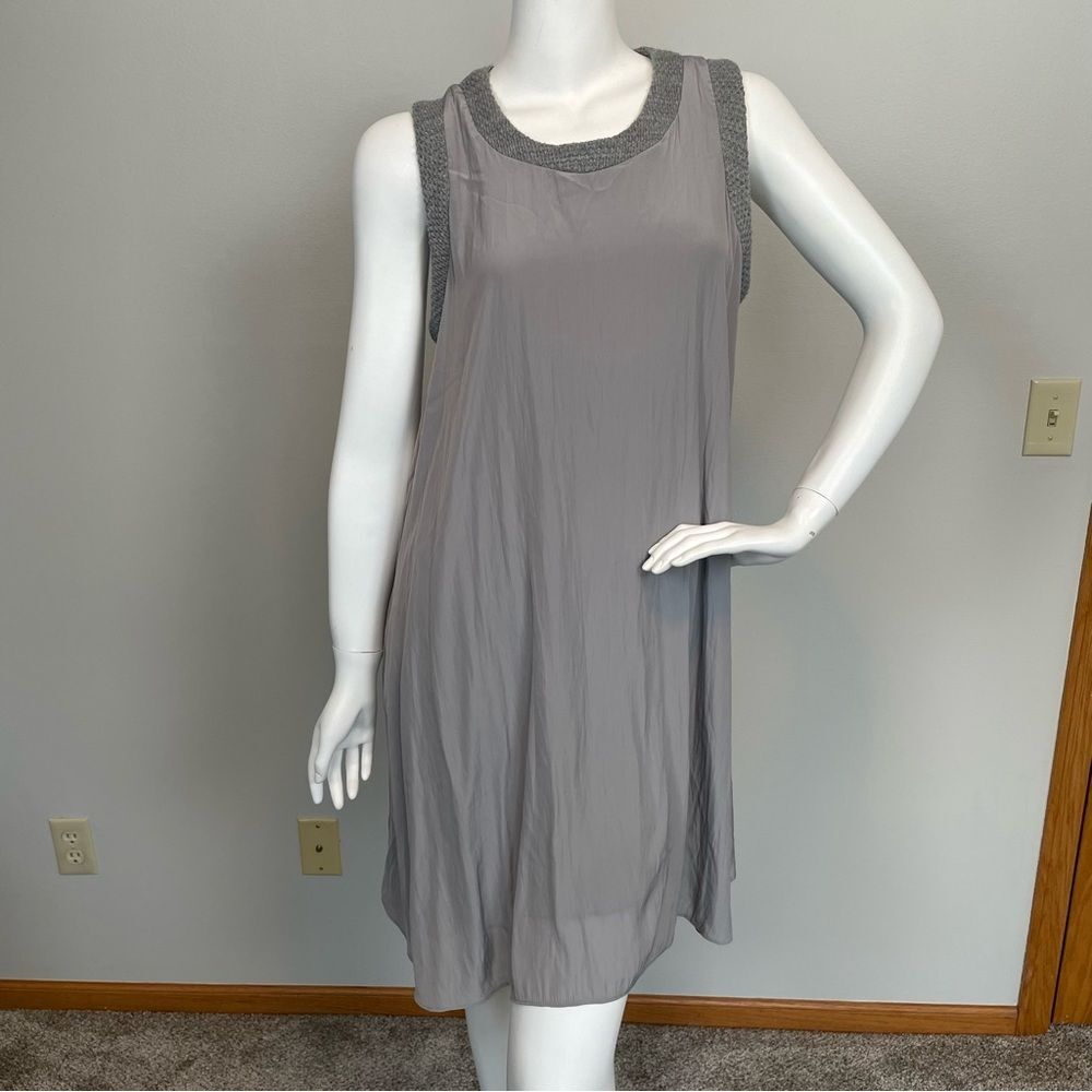 Lola & Sophie- Silk Blend Gray Shift Dress Size Medium